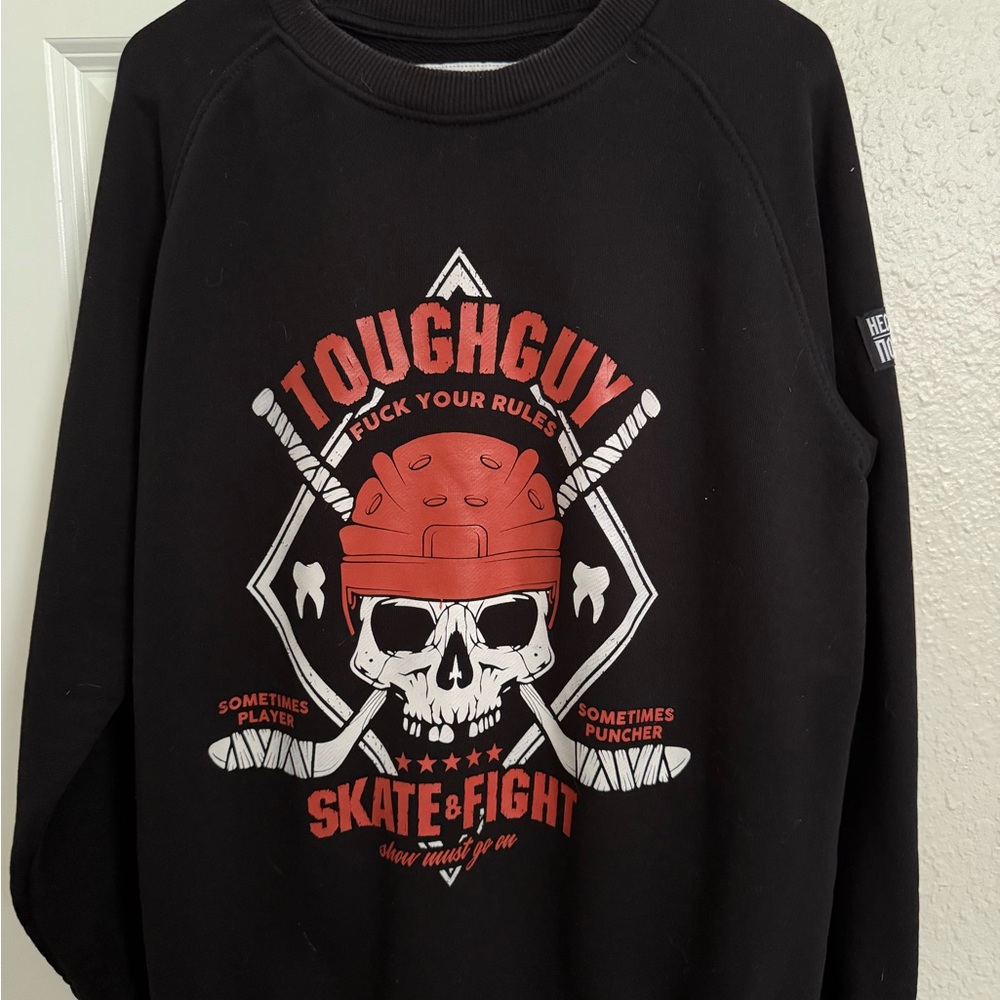 Black Crewneck Sweater with Bold Graphic Design